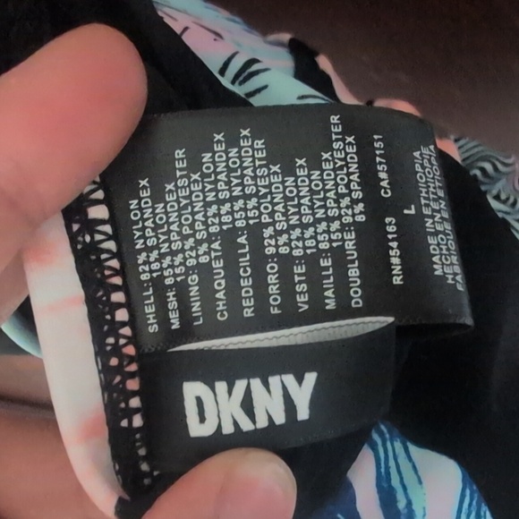 New With Tags DKNY Floral Black Tie Halter One Piece Swimsuit Size Large - Picture 5 of 13